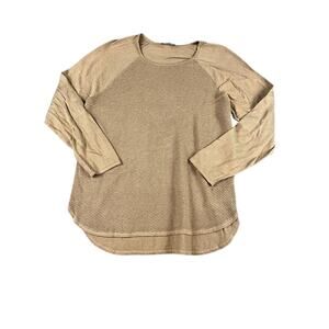 Michael Kors Women's Brown Textured Knit Long Sleeve Sweater Top Size L